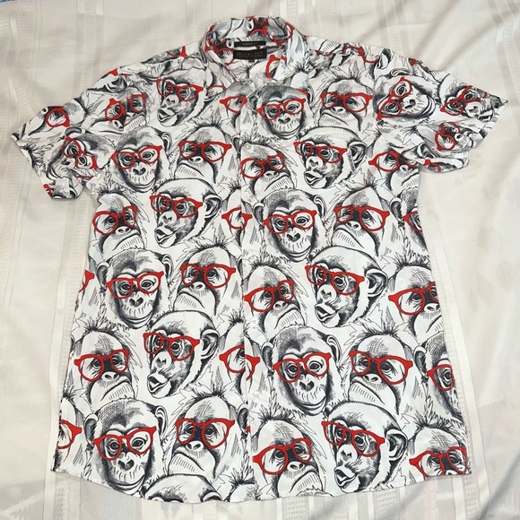 Baja Llama shirt button down chimp monkey with glasses men’s large classic fit - Picture 4 of 10
